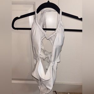 Silver sparkle shade & shore criss cross swimsuit